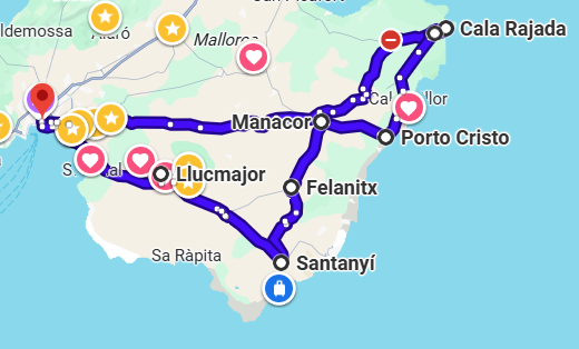Mallorca Mietwagen Inselrundfahrt – Route Palma, Artà, Cala Ratjada, Porto Cristo, Manacor, Santanyí